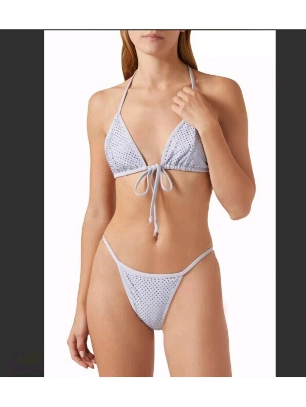 New Good American  Rhinestone Bikini Blue Grey (glass) large